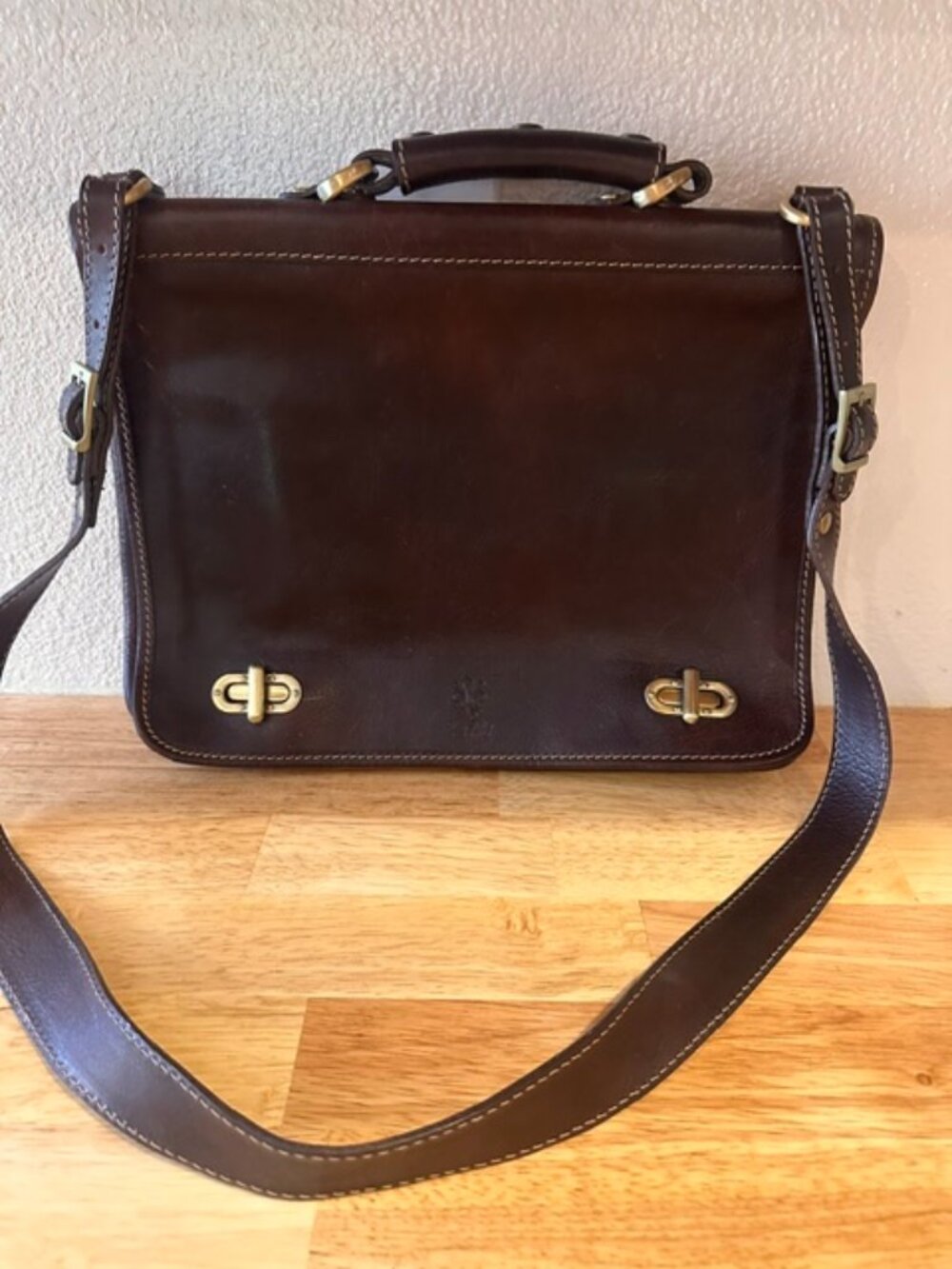 Vera Pelle | Made in Italy Vintage Leather Crossbody Sachel Messenger Bag Brown